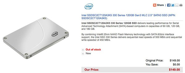 Intel 330 SSD leakage hints at bargain price tag, perhaps just $149 for 120GB